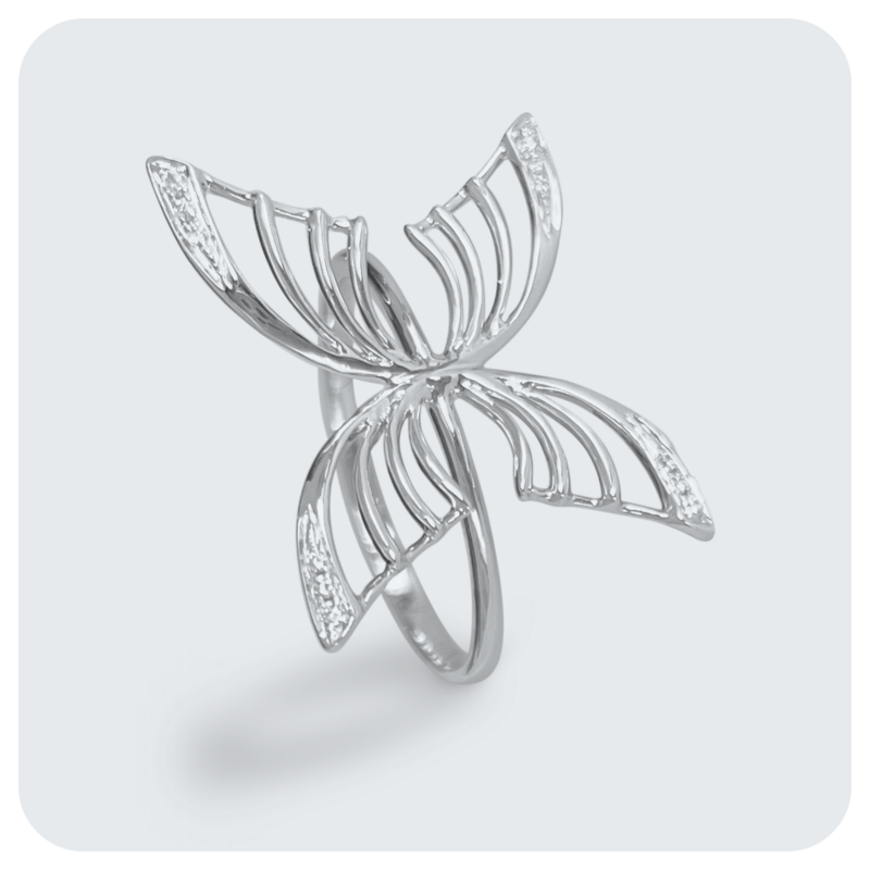 18K白金【小撇步】蝶鑽戒指預訂（12粒鑽石）